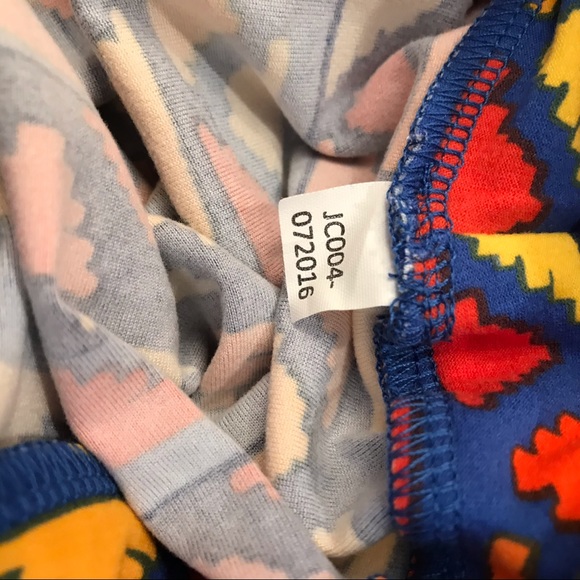 Lularoe Leggings Tights One Size Triangle Print Fall Colors Orange Yellow Blue - Picture 8 of 10